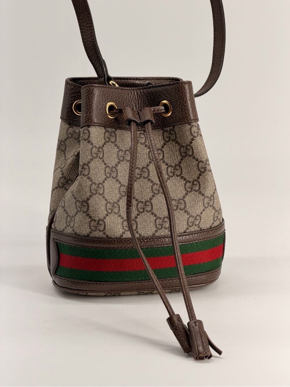 Gucci Mini Ophidia GG Bucket Bag Supreme Canvas